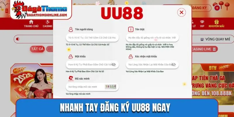 Nhanh tay đăng ký UU88 ngay
